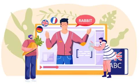 English lesson on the screen of a computer. Learn English online. Personal Stockillustratie