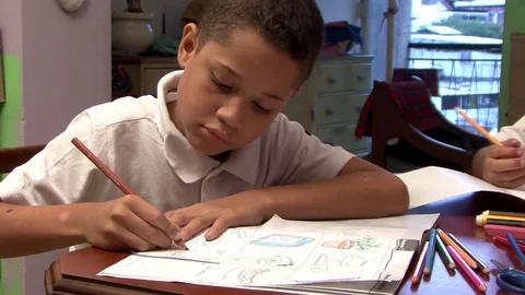 English lessons in the home work students Stock Footage 70013275