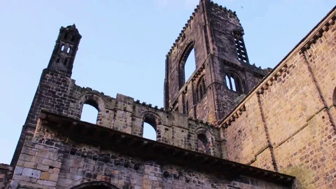 English Monastery Ruin | Striking Architecture (50 fps) Stock Footage