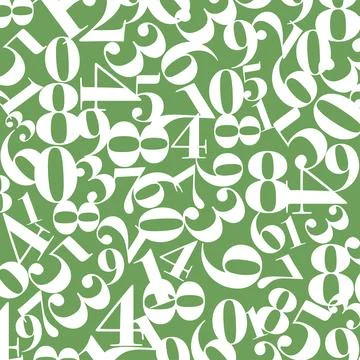 English numbers pattern on green background - vector illustration 스톡 일러스트