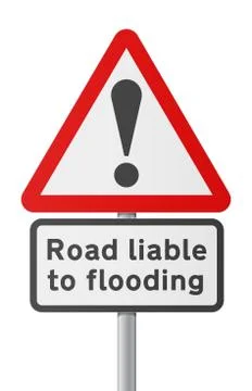 English road sing - Road flooding Stock Illustration