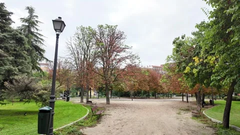 English-Style Light Post in a Spring Park Stock Footage 294788337