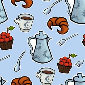 English tea ceremony vector pattern illustration Illustrazione stock