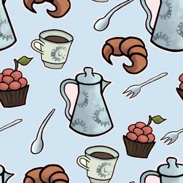 English tea ceremony vector pattern illustration Illustrazione stock