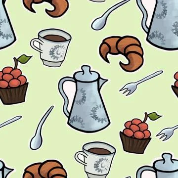 English tea ceremony vector pattern illustration Illustrazione stock