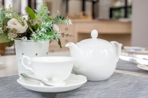 English Tea Set on Table Stock Photos