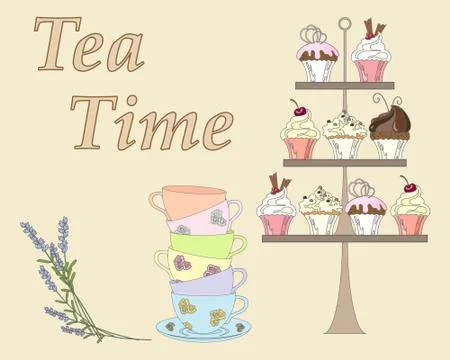 English tea time Stock Illustration