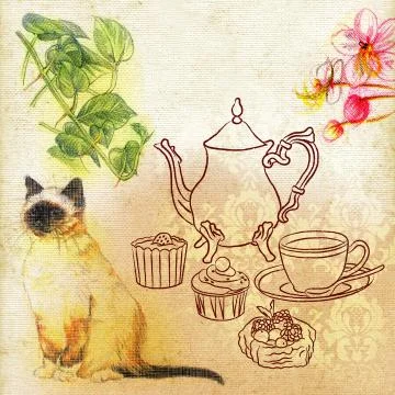English Tea Time Stock Illustration