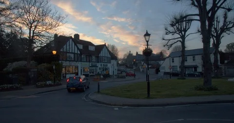 English town at sunset Stock Footage 123698641