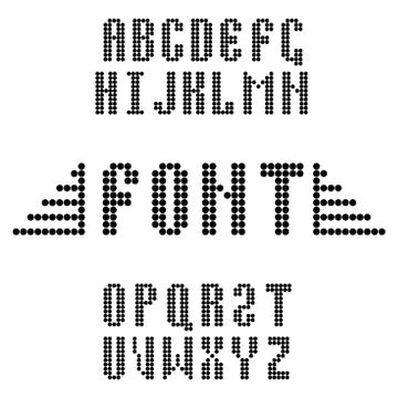 English vector font consisting of round pixels. Stock Illustration