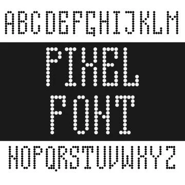 English vector font consisting of round pixels. Stock Illustration