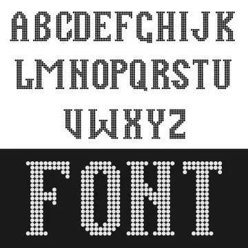 English vector font consisting of round pixels. Stock Illustration