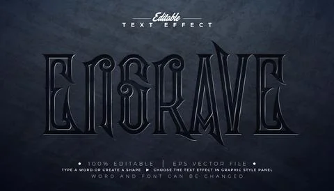 Engrave Editable Text Effect Design Vector Graphic Style with Vintage Steel.. イラスト素材