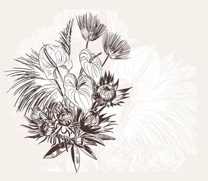 Engraved abstract flower vector bakground elegant wedding celebrate vintage a Stock Illustration