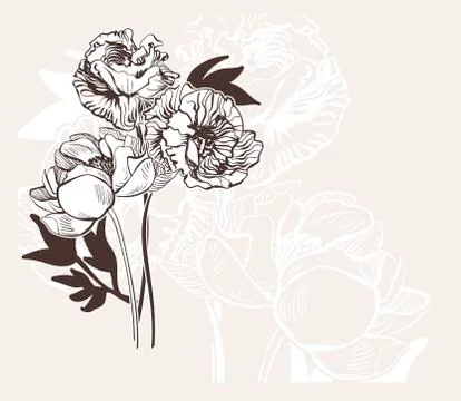 Engraved abstract flower vector card bakground elegant wedding celebrate vint Stock Illustration