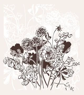 Engraved abstract flower vector card bakground elegant wedding celebrate vint Stock Illustration