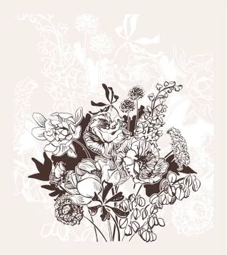 Engraved abstract flower vector card bakground elegant wedding celebrate vint Stock Illustration