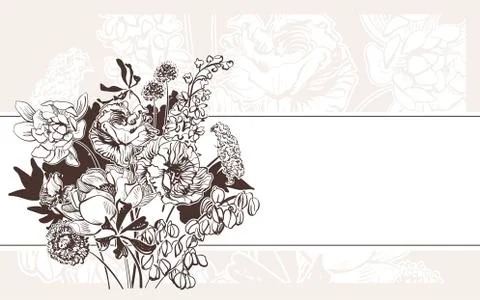 Engraved abstract flower vector card bakground elegant wedding celebrate vint Stock Illustration
