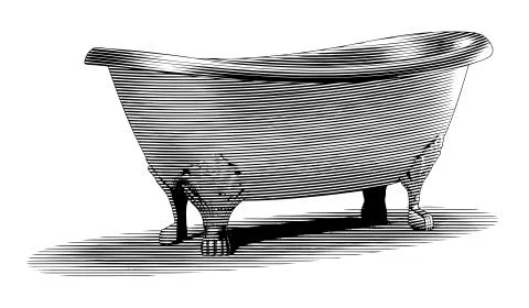 Engraved Bath Tub Stock Illustration