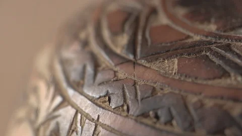 Engraved Brown Decoration (Macro) Stock Footage 99813701