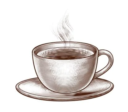 Engraved cup of coffee Stock Illustration