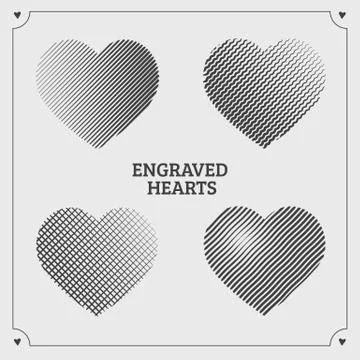 Engraved hearts Stock Illustration