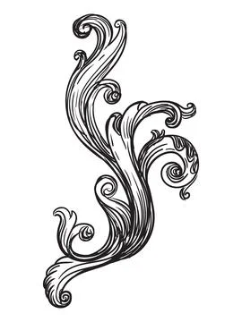 Engraved isolated baroque design element illustration Stock Illustration