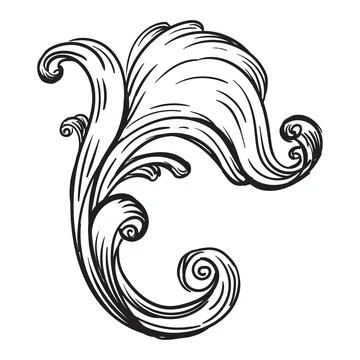Engraved ornate baroque design element illustration Stock Illustration