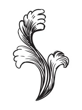 Engraved ornate baroque design element isolated illustration Stock Illustration