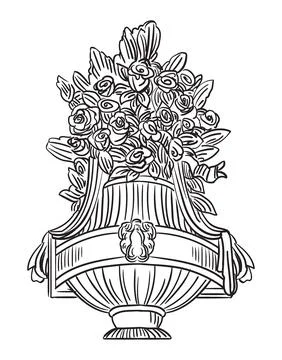 Engraved ornate baroque design element vase vector illustration Stockillustratie