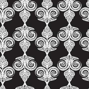 Engraved ornate baroque seamless pattern vector Stock Illustration