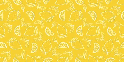 Engraved seamless pattern of lemons Stock Illustration