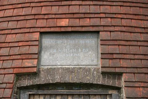 Engraved stone plaque on Hal.. Stock-Fotos