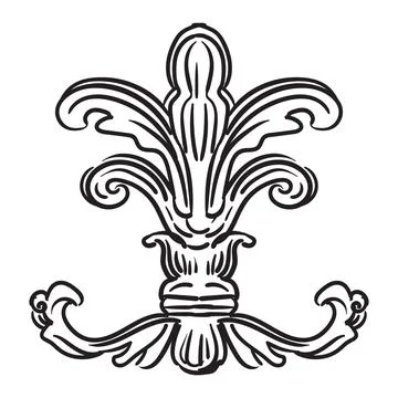 Engraved symmetrical baroque design element vector Stock Illustration