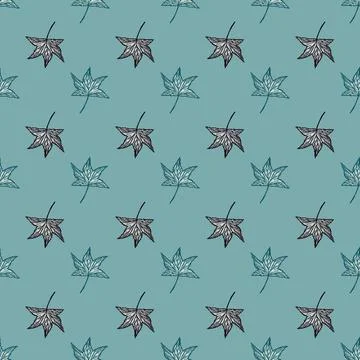 Engraved tree leaves seamless pattern. Vintage background botanical with foli Illustrazione stock