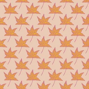 Engraved tree leaves seamless pattern. Vintage background botanical with foli Stock Illustration