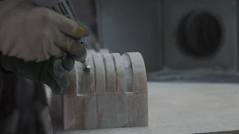 Engraver processes the surface of a marble slab using electric tools 스톡 동영상 99039077