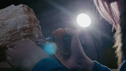 Engraver tool in the hands of the master. Media. Sculptor work on the craft with Stock Footage 229627242