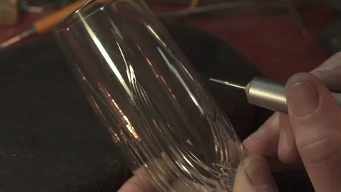 Engraver writes something on the glass Stock Footage 73597842