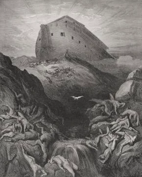 Engraving From The Dore Bible Illustrating Genesis Xiii 8 And 9 The Dove Sent Stock Photos