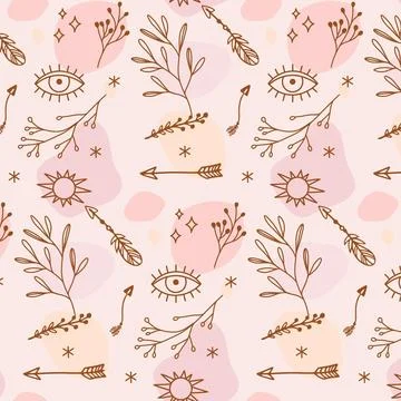 Engraving hand drawn boho pattern Stock Illustration