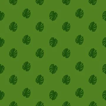 Engraving leaf monstera seamless pattern. Vintage leaves background. イラスト素材