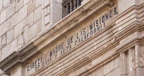 Engraving on the Mision de Nuestra Senora de Loreto Concho, Loreto, Mexico. Stock Footage 113348440