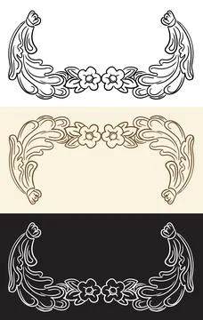 Engraving monogram floral design element three colors vector Stockillustratie