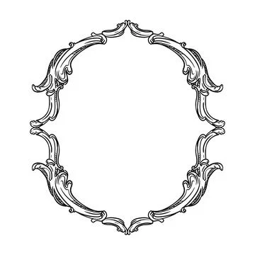 Engraving ornate scroll nature frame vector illustration イラスト素材