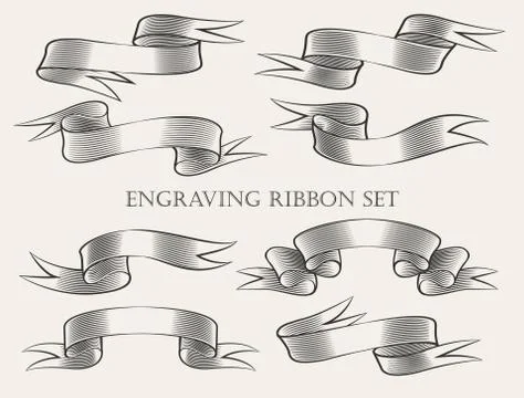 Engraving Ribbon set Stock Illustration