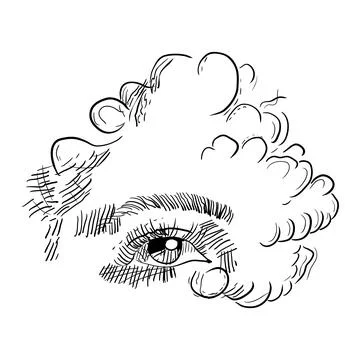 Engraving-Style Eye Drawing vector illustration Stock Illustration