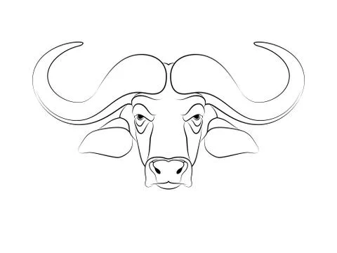 Engraving of stylized buffalo on white background Stock Illustration