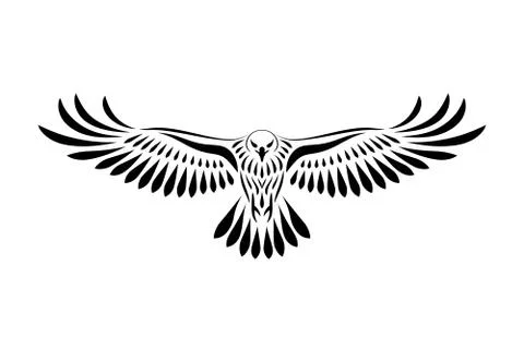 Engraving of stylized hawk Illustrazione stock