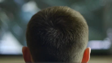 Engrossed Gamer Close to Screen Stock Footage 38020506